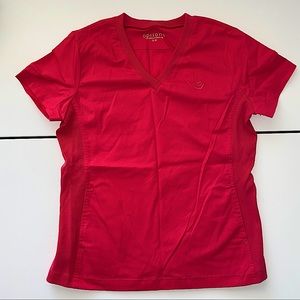 HOT PINK WOMENS MEDICAL SCRUB TOP W STRETCHY SIDES
